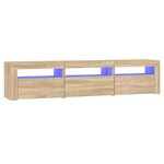 vidaXL Meuble TV avec lumières LED Chêne sonoma 180x35x40 cm