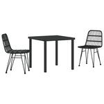 vidaXL Ensemble de salle à manger de jardin 3 pièces noir en poly rotin
