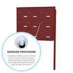 Bloc collectif Leabox  3x3  grade 3  simple face  extérieur  fixation sur pieds à sceller  rouge brun ral 3011 finition brillante