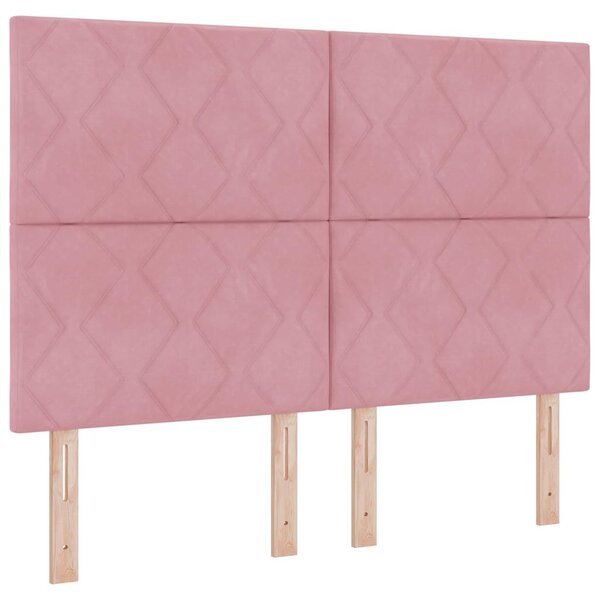 vidaXL Tête de lit Montage mural Géométrique Rose 160 cm Velours
