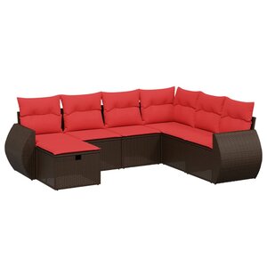 vidaXL Salon de jardin avec coussins 7 Pièces marron résine tressée