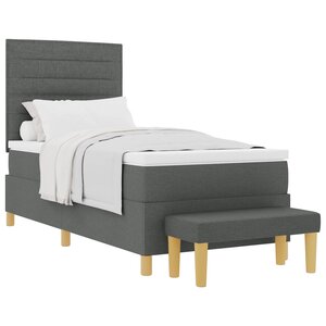 vidaXL Lit à ressorts avec matelas Gris foncé 100 x 200 cm tissu