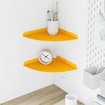 vidaXL Étagère Flottante d'Angle 2 pc Jaune moutarde 24 x 24 x 2 cm