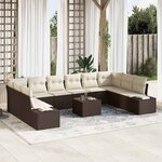 vidaXL Ensemble de canapé de jardin 11 Pièces Marron Poly rotin