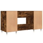 Bureau table poste de travail meuble d'ordinateur informatique étude chêne fumé 140 x 50 x 75 cm bois d'ingénierie brun 02_0023579