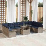 vidaXL Ensemble de canapé de jardin 11 Pièces Gris Poly Rattan