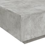 vidaXL Table basse avec lumières LED gris béton 80x80x31 cm