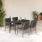 vidaXL Ensemble à manger de jardin et coussins 5 Pièces gris clair rotin