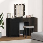 Set de table de maquillage 3 pièces avec éclairage LED en bois noir