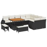 vidaXL Ensemble de canapé de jardin avec coussin 12 Pièces Noir et crème