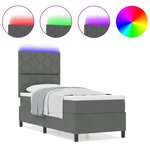 vidaXL Lit à ressorts avec matelas et lumière LED en gris foncé  80x200 cm en tissu