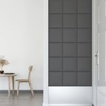 vidaXL Panneaux muraux 12 Pièces Gris 30x30 cm Similicuir 1 08 m²