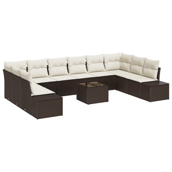 vidaXL Ensemble de Canapé de Jardin 10 Pièces avec Coussins Gris Rattan Poly