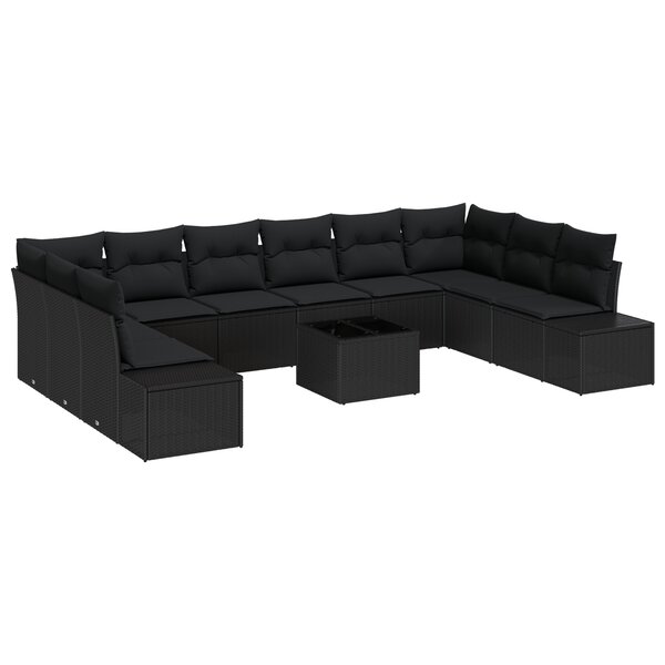 vidaXL Ensemble de Canapé de Jardin de 11 Pièces avec Coussins Beige Poly Rattan