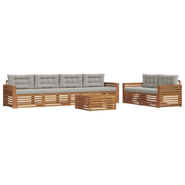 vidaXL Ensemble de canapés d'extérieur 7 pc Gris Naturel et Clair