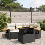 vidaXL Salon de jardin 5 Pièces avec coussins noir résine tressée