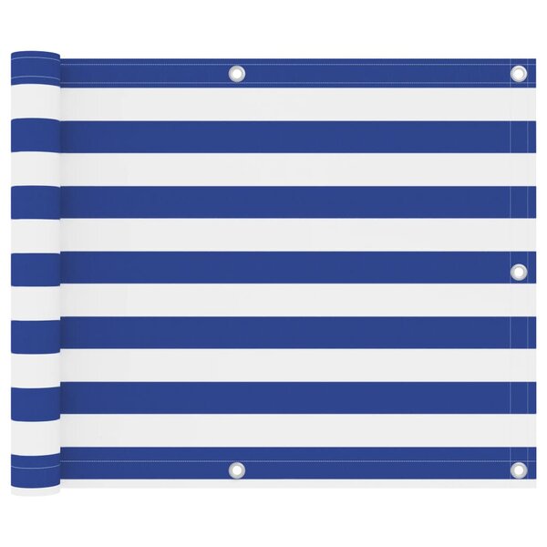 vidaXL Écran de balcon Blanc et bleu 75x300 cm Tissu Oxford