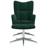 vidaXL Chaise de relaxation avec tabouret Vert foncé Velours