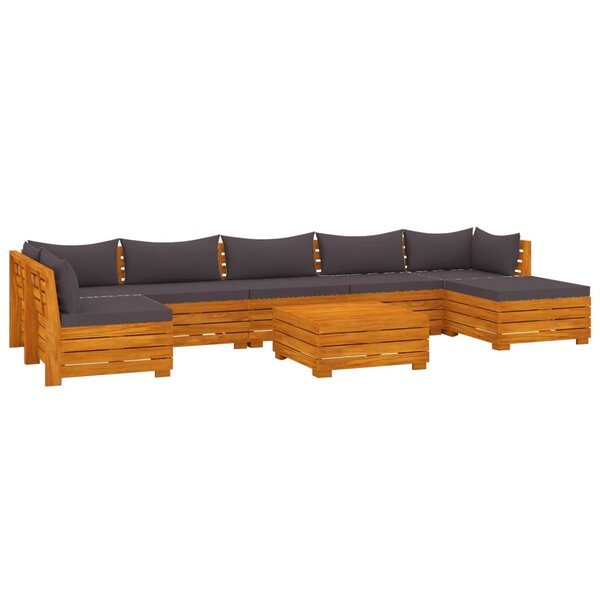 vidaXL Salon de jardin 8 Pièces avec coussins Bois d'acacia solide