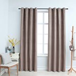 vidaXL Rideaux occultants avec anneaux en métal 2 Pièces Taupe 140x225 cm