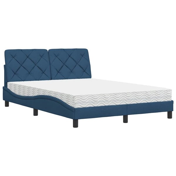 vidaXL Lit avec matelas bleu 140x190 cm tissu