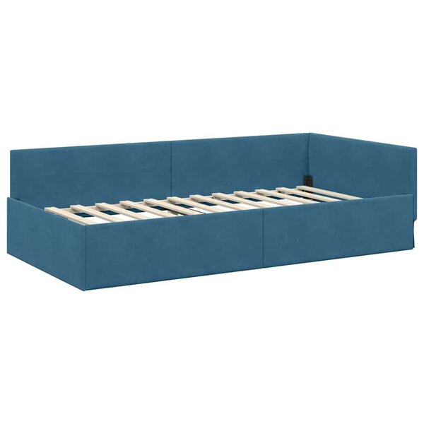 vidaXL Cadre de lit d'angle Autre avec tête de lit Bleu 90 x 190 cm