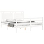 vidaXL Cadre de lit avec tête de lit blanc King Size bois massif