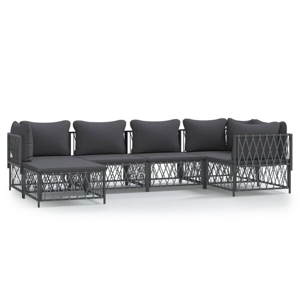 vidaXL Salon de jardin avec coussins 6 Pièces anthracite acier