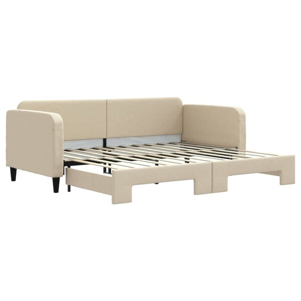 vidaXL Lit de jour avec lit gigogne crème 90x200 cm tissu