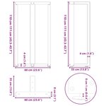vidaXL Pieds de table de bar en forme de T  2 pièces  noir  60 x 35 x (110-111) cm  acier