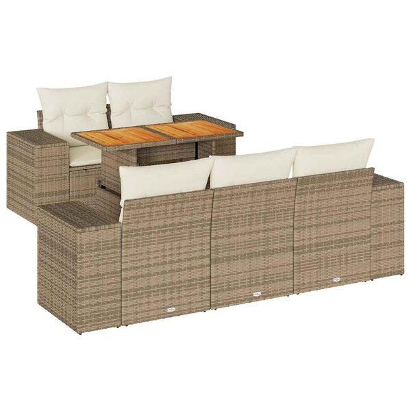 vidaXL Salon de jardin avec coussins 6 Pièces beige résine tressée