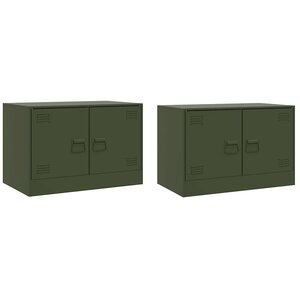 vidaXL Meubles TV 2 Pièces vert olive 67x39x44 cm acier