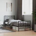 vidaXL Cadre de lit métal sans matelas avec pied de lit noir 80x200 cm