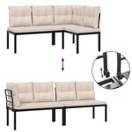 vidaXL Salon de jardin avec coussins 5 Pièces noir acier enduit de poudre
