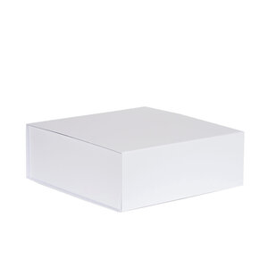 Boîte carrée luxe blanc mat à fermeture aimantée 25 x 25 x 9 cm
