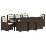 vidaXL Ensemble de Salle à Manger de Jardin 9 Pièces Marron Poly Rattan