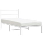 vidaXL Cadre de lit métal avec tête de lit blanc 107x203 cm