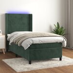 vidaXL Sommier à lattes de lit et matelas et LED Vert foncé 90x200cm