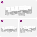 vidaXL Ensemble de canapé de jardin 7 Pièces Noir et blanc crème
