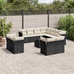 vidaXL Salon de jardin 12 Pièces avec coussins noir résine tressée