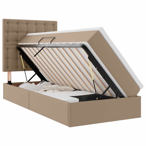 vidaXL Lit de Rangement Cappuccino 90 x 200 cm Cuir synthétique