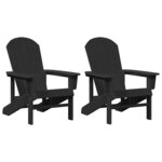 vidaXL Chaise de jardin 2 pc Noir Polyéthylène