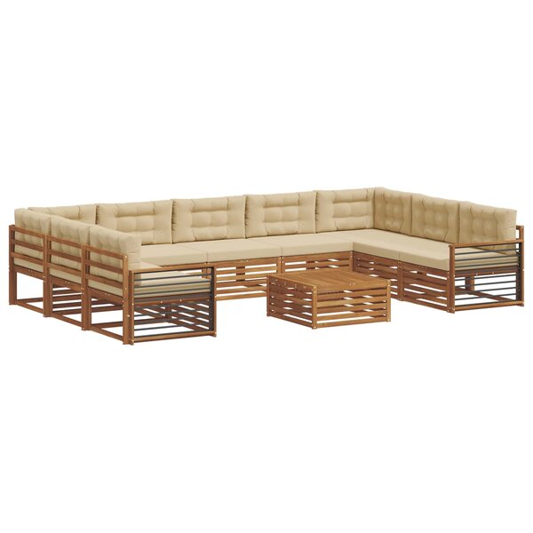 vidaXL Ensemble de canapés d'extérieur 10 pc Naturel et Beige