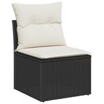 Ensemble de Canapé de Jardin 13 Pièces avec Coussins Noir Rattan Poly Acacia