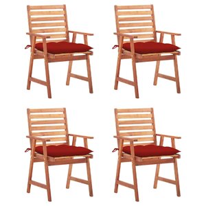 vidaXL Chaises à manger d'extérieur lot de 4 et coussins Acacia massif