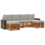 vidaXL Ensemble de canapés d'extérieur 6 pc Naturel et gris clair