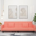 vidaXL Canapé-lit à 2 places avec deux oreillers Rose Velours