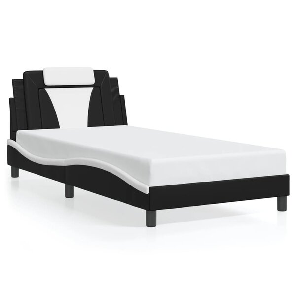 vidaXL Cadre de lit Viana sans matelas noir et blanc 100x200 cm similicuir