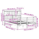 vidaXL Lit bibliothèque sans matelas cire marron 150x200 cm pin massif