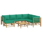 vidaXL Salon de jardin 8 Pièces avec coussins vert bambou